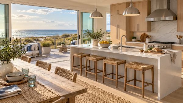 Idées novatrices pour moderniser la cuisine d'une maison familiale en bord de mer