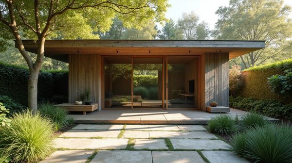 Un abri de jardin composite alliant durabilité et minimalisme